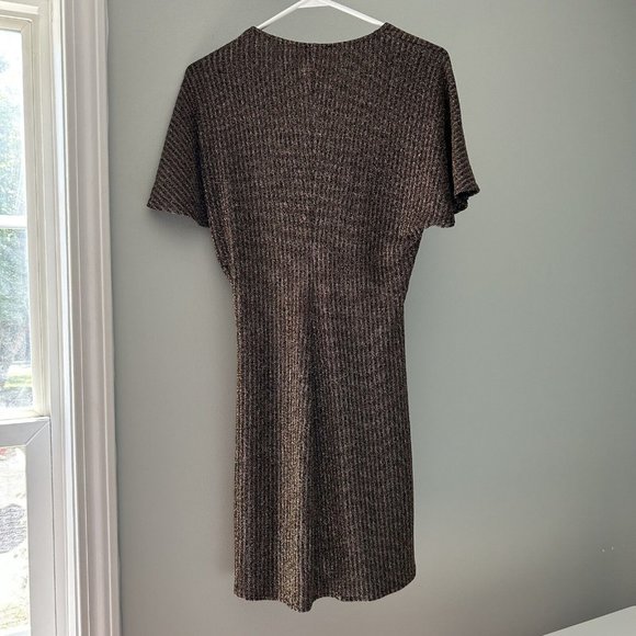 Show Me Your Mumu Size XS Get Twisted Mini Dress Gold Hourglass Short Sleeves - Picture 3 of 12